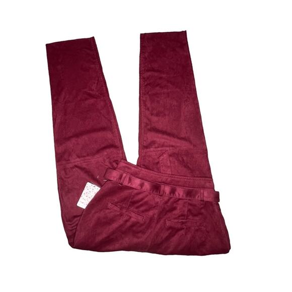 Free People Women’s Nightfall Vegan-Suede Pants in Queen Pomegranate High Rise - Picture 6 of 9